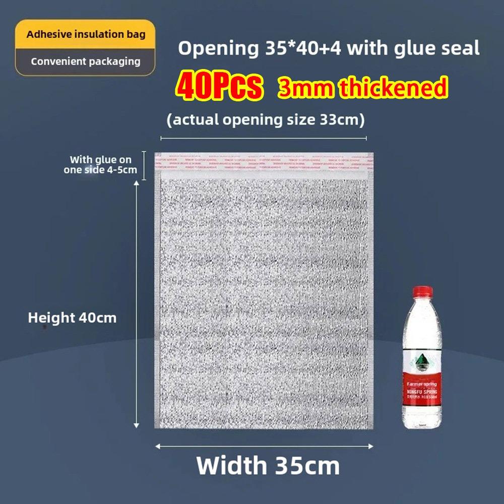 40Pcs/Pack 3mm Thickened Aluminum Foil Bag Food Thermal with Closure Insulation Bag Ice Cold Warm Cooler Bag Delivery Carrier