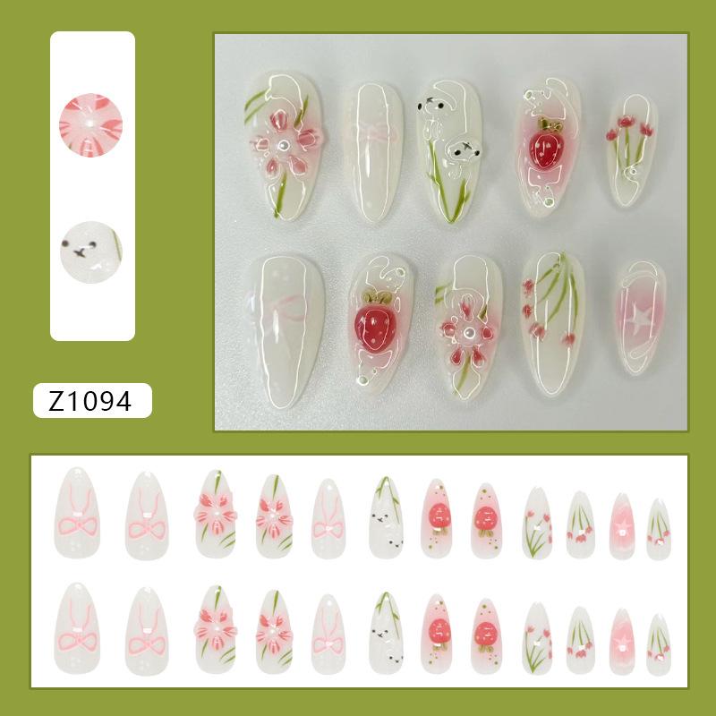 

Трехмерный ледяной цветок милый кролик милая девушка маникюрные таблетки 24 штуки