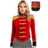 Womens Ringmaster Costume Circus Carnival Party Long Sleeve Stand Collar Fringe Shoulder Jacket Coat Hat Set
