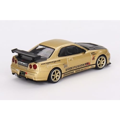 MINI GT 1/64 Scale Nissan Skyline GT-R R34 Top Secret Gold Right-Hand Drive Japan Exclusive Finished Product
