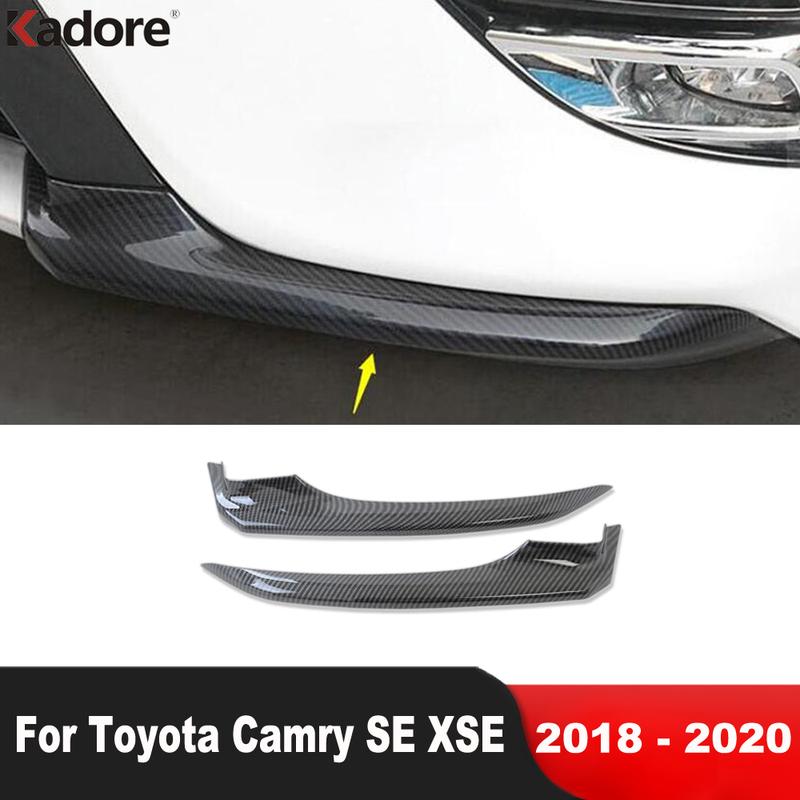 For Toyota Camry 70 SE XSE 2018   Carbon Fiber Car Front Bottom Bumper Corner Cover Trim Molding Strip Accessories