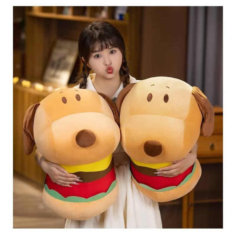 Dog Plush Hamburger Toy Cartoon Stuffed Animal Doll Bedroom Decoration Gift