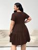 European & American Women's Solid Color Ruffle Hem Short Sleeve T-shirt Dress, Casual Fashion (2026)