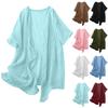 Women's Fashionable Oversized Casual Raglan Sleeve Short-Sleeve Cardigan Top