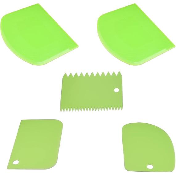 Multipurpose Bowl, Cake Scraper, Flexible Plastic Dish, Dough Cutter, Bench Scraper for Baking, Kitchen (Green)