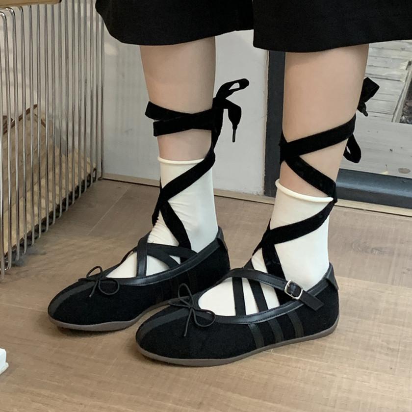 IPPEUM Red Mary Janes For Women 2025 New Ballerina Flat PU Leather Round Toe Ballet Flats Shoes Black