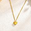 Engraved LOVE Heart Pendant Necklace for Women- 18K Gold Plated Stainless Steel Jewelry, Romantic Anniversary Gifts for Girl