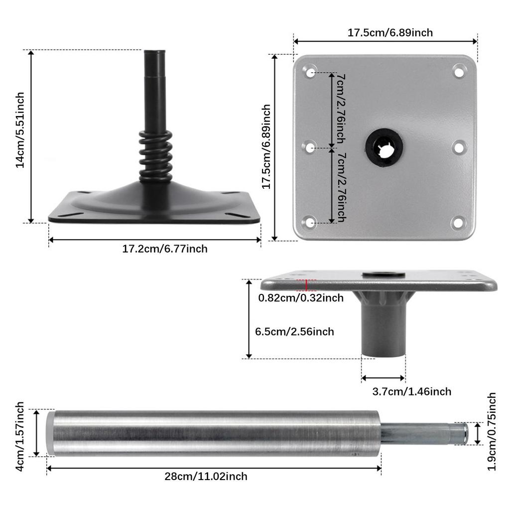Boat Seat Pedestal Base Kit Marine Base Pedestal Plate Versatile Easy to Install Rack 11inch Tall Parts for Outdoor Jon Bass