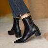 Short Boots 2025 Spring and Autumn New Style Slimming and Adding Velvet French Retro Square Toe Boots