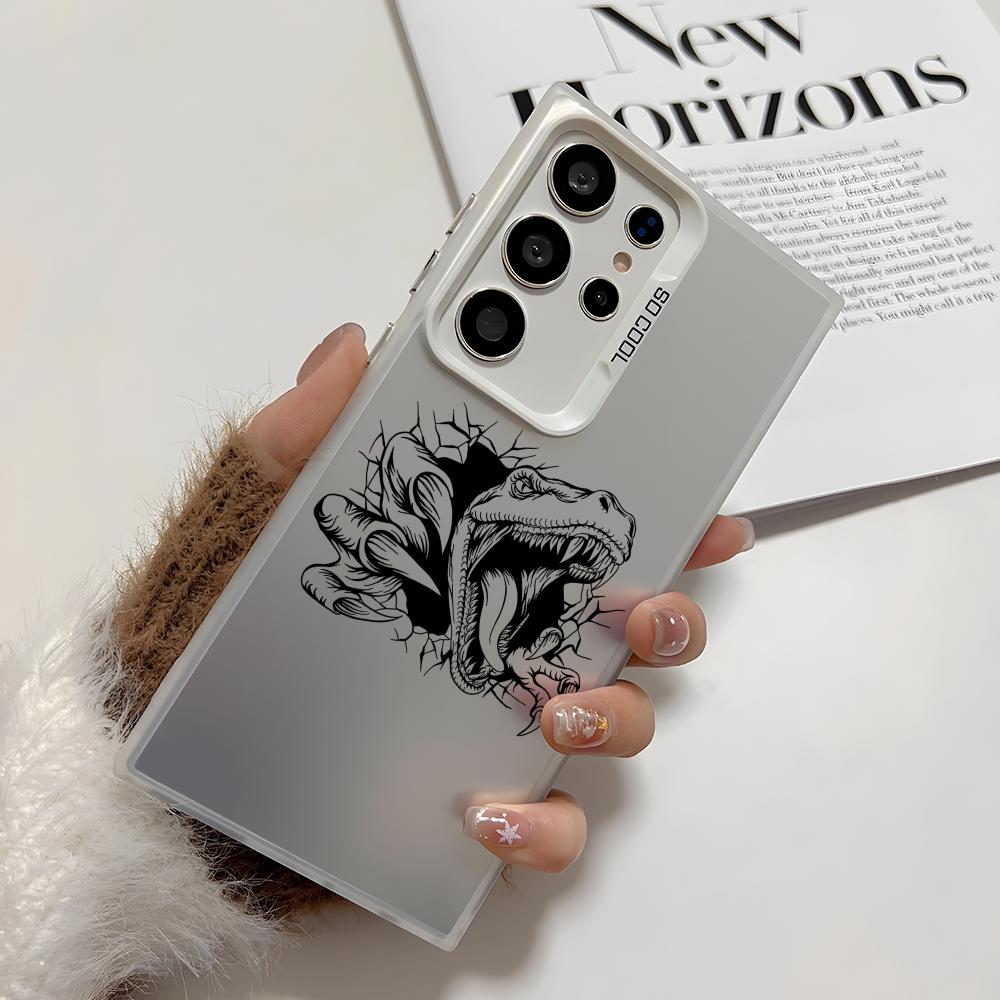 

Cool Jurassic Dinosaur Phone Case For Samsung Galaxy S25 Edge S24 S23 S22 S21 S20 Ultra Funda Silicone Silver Cover Galaxy S24 Ultra