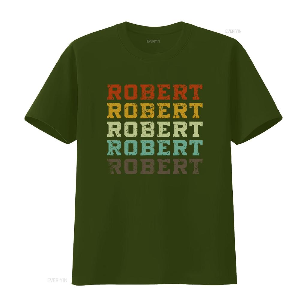 First Name Robert Retro Pattern Vintage Grunge Style Ladies Crewneck T Shirt Vintage Washed Versatile Streetwear Comfortable