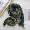 New Artistic Floral Retro Pleated Cotton Linen Scarf Thin Versatile Women's Scarves Paired Clothing Autumn Winter Fashion Trend