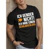 European Sizes Men's German "Ich Gender Nicht Ich" Short Sleeve T-Shirt - German Text Print Summer Casual Round Neck Top