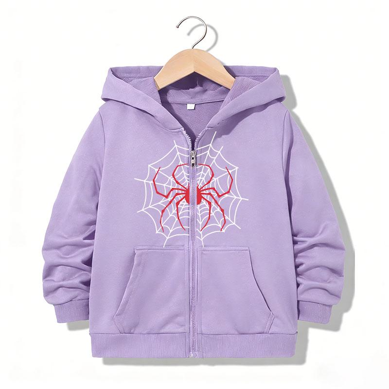 Streetwear Zipper Hoodie Casual Spider Letter Hoodies Jackets Boys Girls Y2k Zip Up Sweatshirt Spring Autumn Hoodies