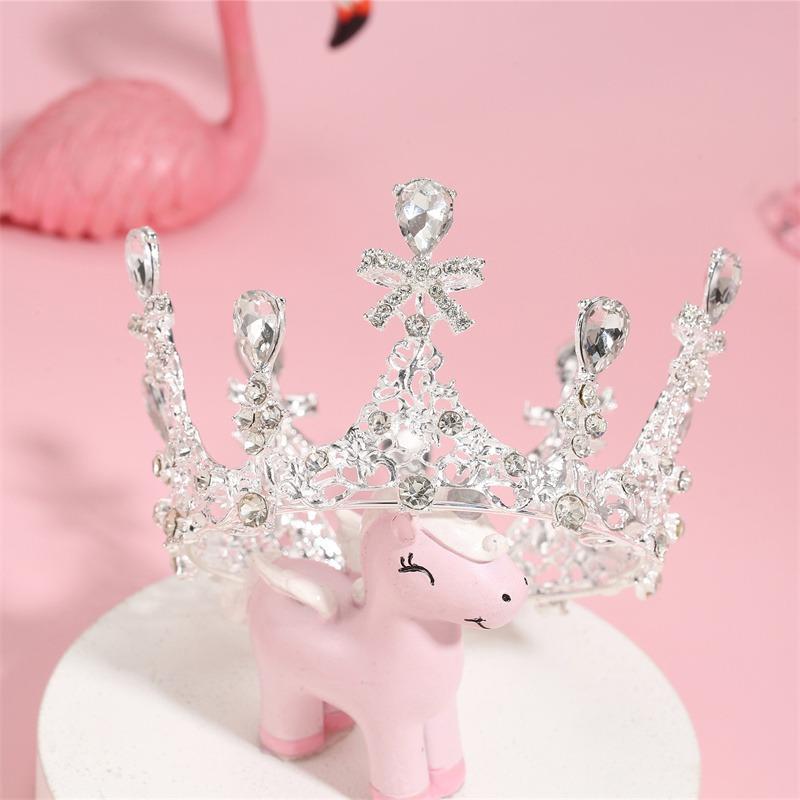 Children's birthday gift princess crown girl catwalk tiara bow small crown girl silver gold round crown