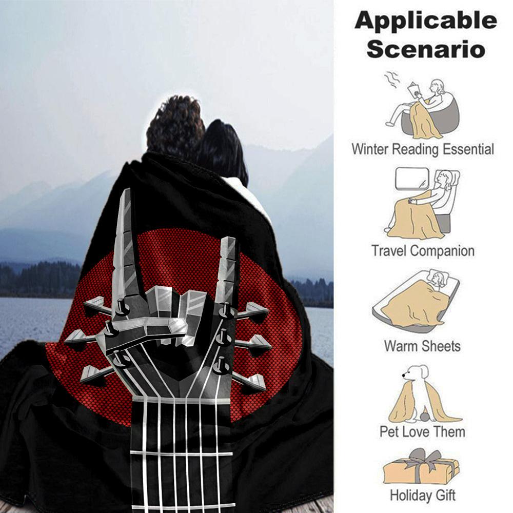 1pc Guitar Headstock Themed Printed Soft and Comfortable Home Blanket, Small Throw Blanket, Nap Blanket, Suitable As a Gift L080