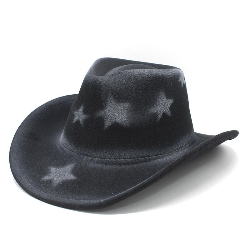 Western Cowboy Hat Gradual Change Color Pentagram British Retro Hat Outdoor Cycling Shade Jazz Top Hat