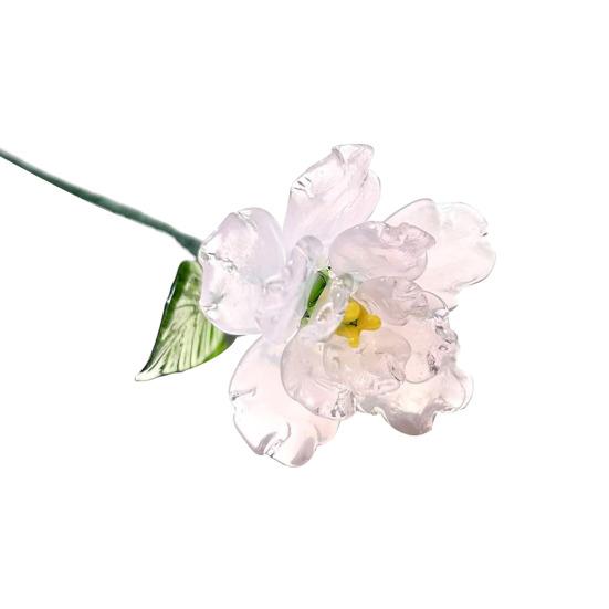 Floare de sticlă lucrată manual cu tulpină de sârmă, glazură colorată suflată manual, mini figurine florale, decorațiune, ornament pentru vază de flori de masă pentru casă, sufragerie, birou