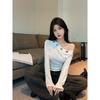 Sexy Rivet Off Shoulder Long Sleeve Fitted T Shirt For Women