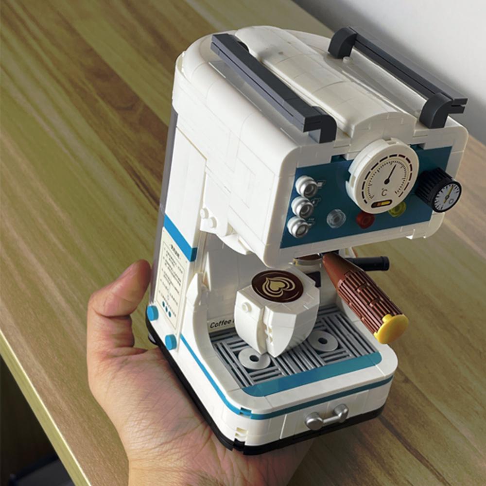 KNEW BUILT Klasik Kahve Makinesi Modeli Mini Yapı Taşları Vintage Dekorasyon Çocuklar İçin Montaj Hediyelik Oyuncaklar İnşaat Blokları