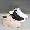 New autumn winter high top women's cotton shoes warm thick soles for increased height simple comfortable anti slip women's shoes