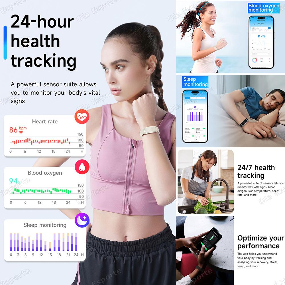 Smartwatch Multifunctional Screenless Wristband with Body Temperature Health Monitoring Call Alerts Waterproof Sports Bracelet