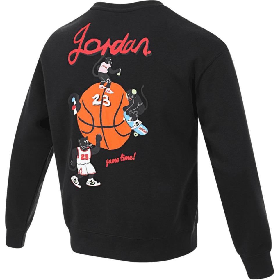 Jordan Mikina s kulatým výstřihem Pohodlná Kreslená Anime Dětské topy Černá IB5835-010