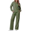 Women's Casual Round Neck Loose Fit Color Sweatshirt and Jogger Pants Set