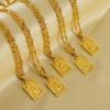 Men's 18K Gold Square Stainless Steel Alphabet Pendant Necklace