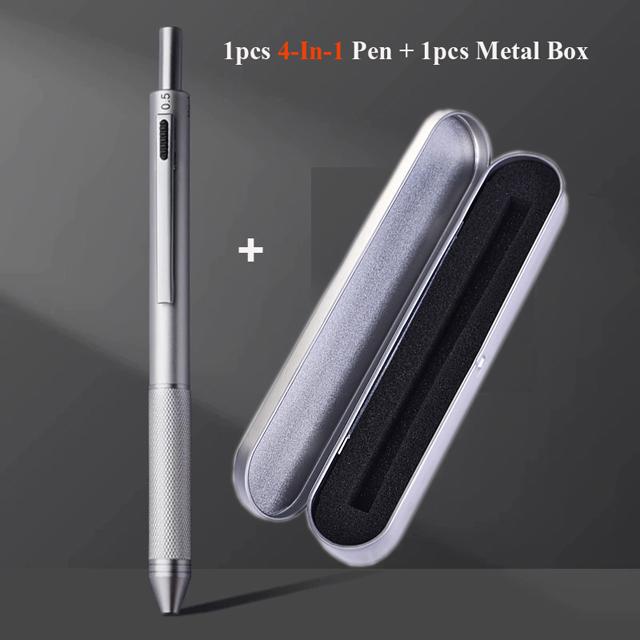4 In 1 Multicolor Metal Ballpoint Pens 3 Colors Ball Pen 1 Mechanical Pencil For School Office Writing Supplies Stationery