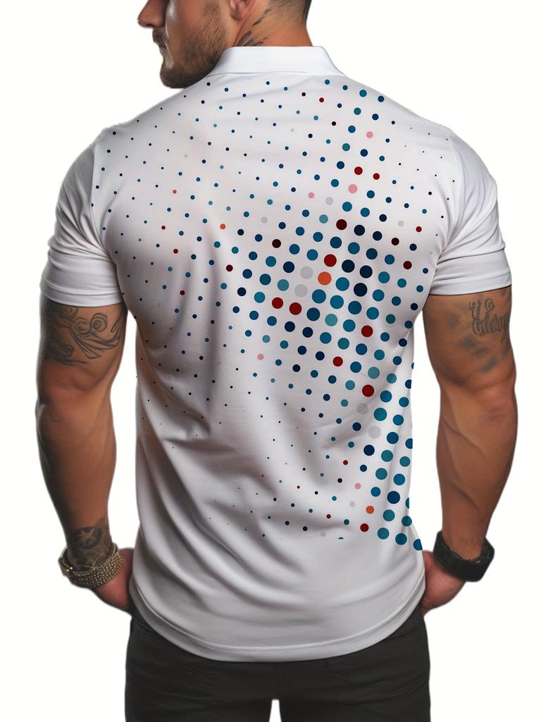 [Printed Design - Not Textured] Men'S Fashion Polo Shirts Golf Cedarmen'S Summer Short-Sleeve POLO Shirt with Striped Print, Buttoned Casual Style,