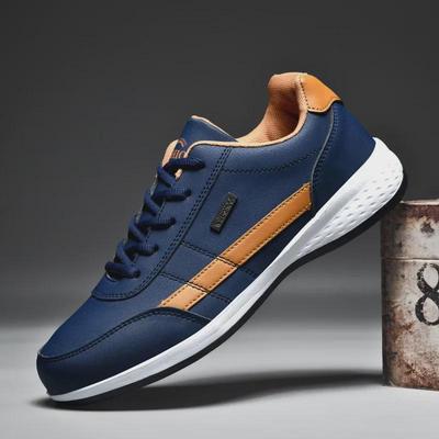 Men's Leather Outdoor Casual Sneakers, Trendy Soft-Sole Sports Shoes In Large Sizes.
