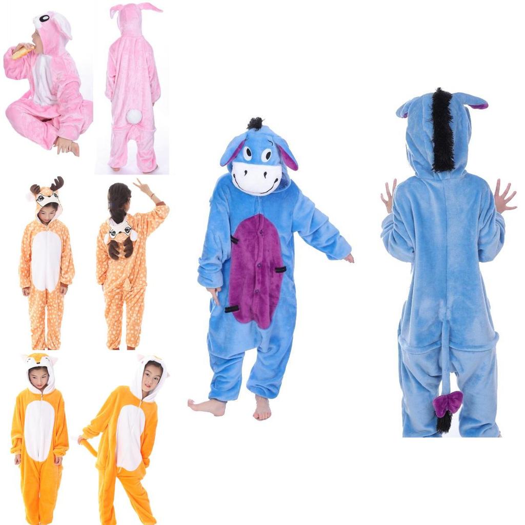 Adorable Animal Flannel Pyjamas For Kids Featuring Cozy Onesie Sleepwear With Pockets