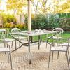 Rectangle Garden Table with Parasol Hole, Outdoor Dining Table for 6, Patio Table for Balcony, 150cm x 90cm, Light Grey