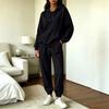 Women's Casual Hooded Long Sleeve Sweatshirt and Jogger Pants 2 Piece Set with Pockets