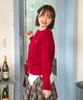 KNITTED (W) Shaggy Dog 100% Wool Round Knit Red