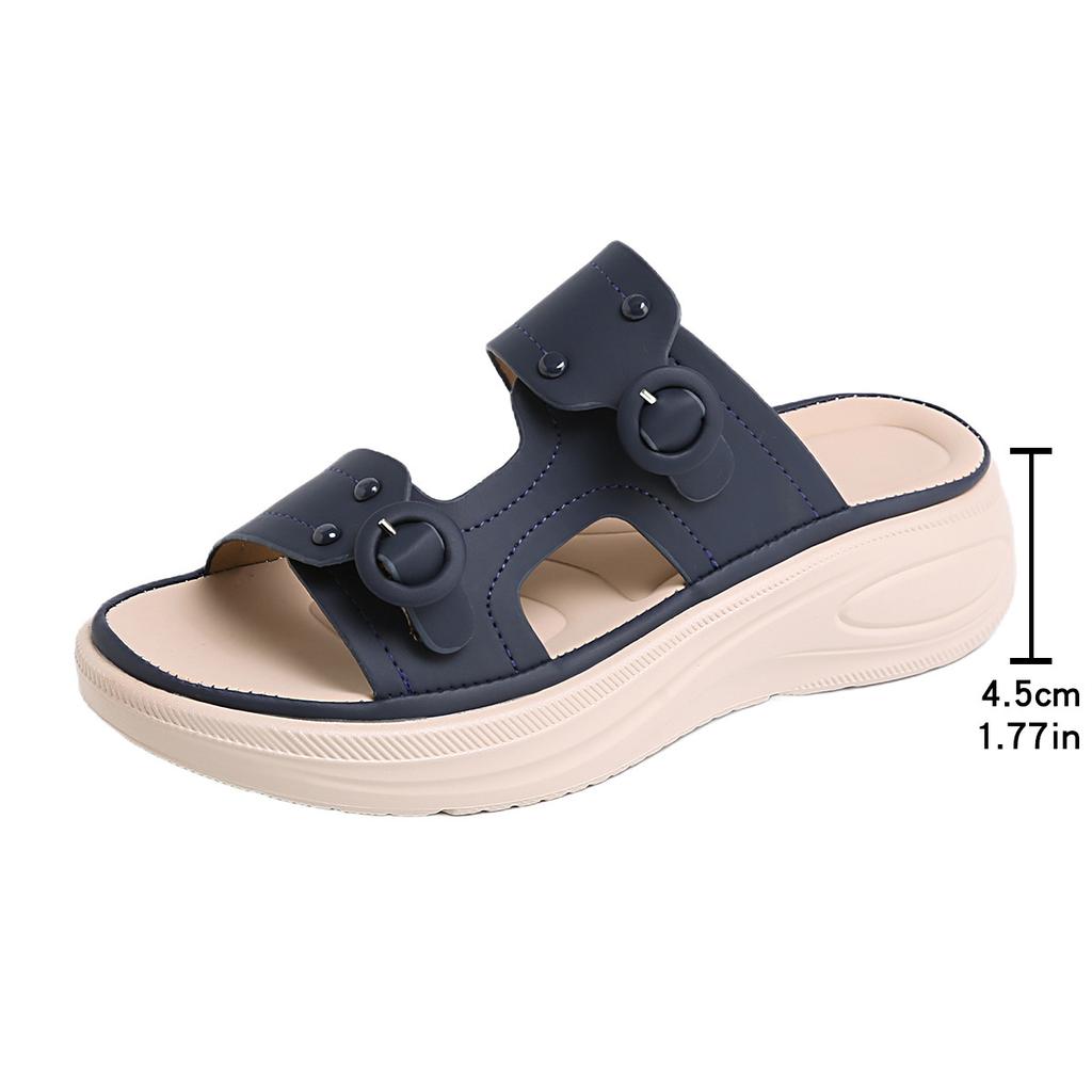 Plus Size Shoes for Women Summer Fashion 2026 Women Slip On Platform Wedges Comfortable 35-42 Peep Toe Non-slip Slippers