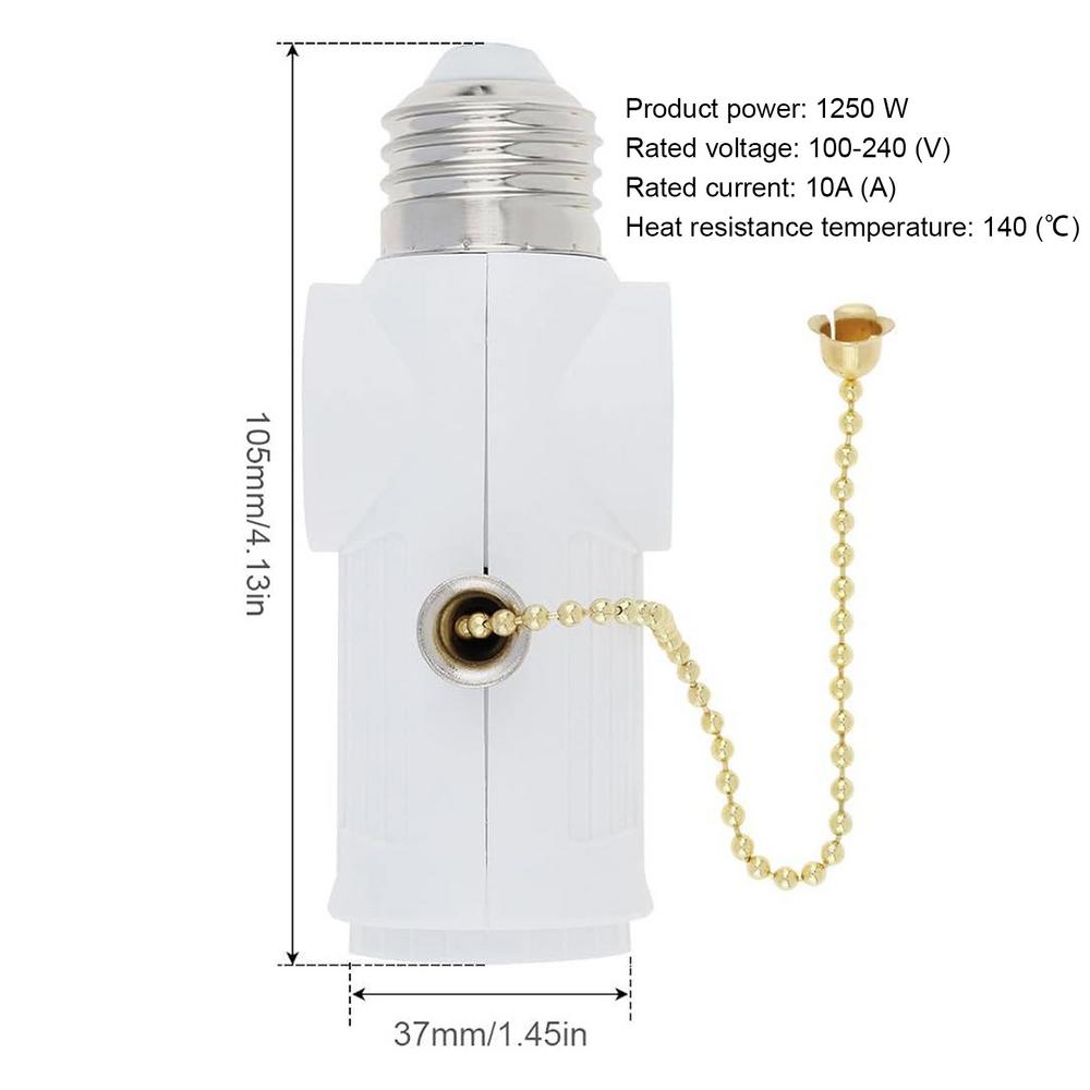 

Белый Черный Патрон для лампочки E26 С Цепочным Выключателем С Обеих Сторон Патроны Поддерживают Вилку с 2 Контактами Разветвитель Переходник белый