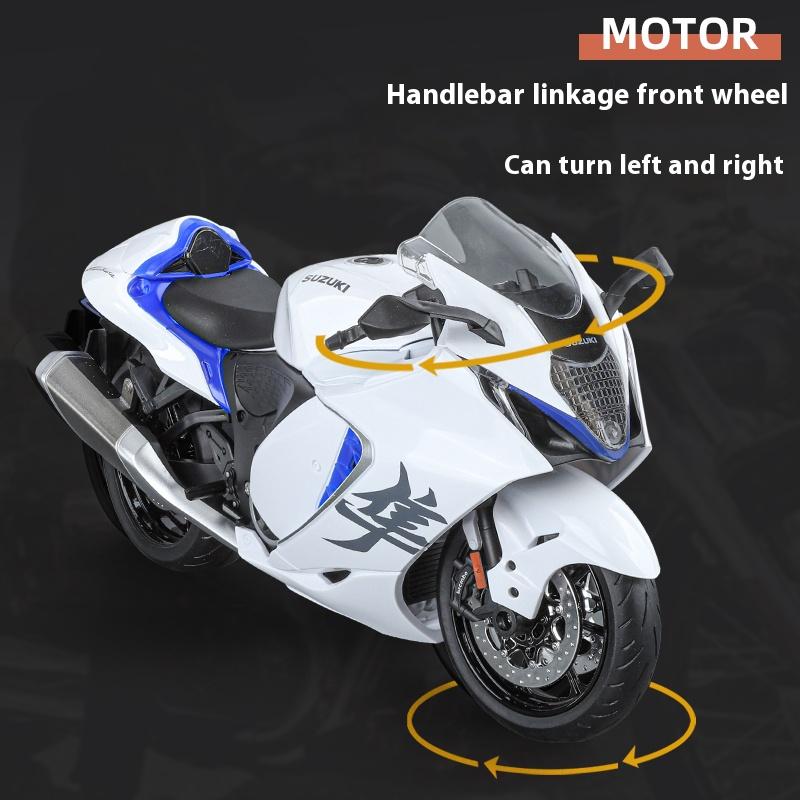 1/9 SUZUKI HAYABUSA Motorcycle Model, Rearview Mirror Removable, Simulated Lighting, Adult Collectible Ornaments, Boy Gifts