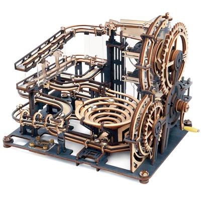 Puzzle 3D din lemn ROKR pentru copii și adulți, Peste 14 ani, Educațional, Model de roller coaster cu model în mișcare și instrucțiuni ilustrate, Cadou perfect,