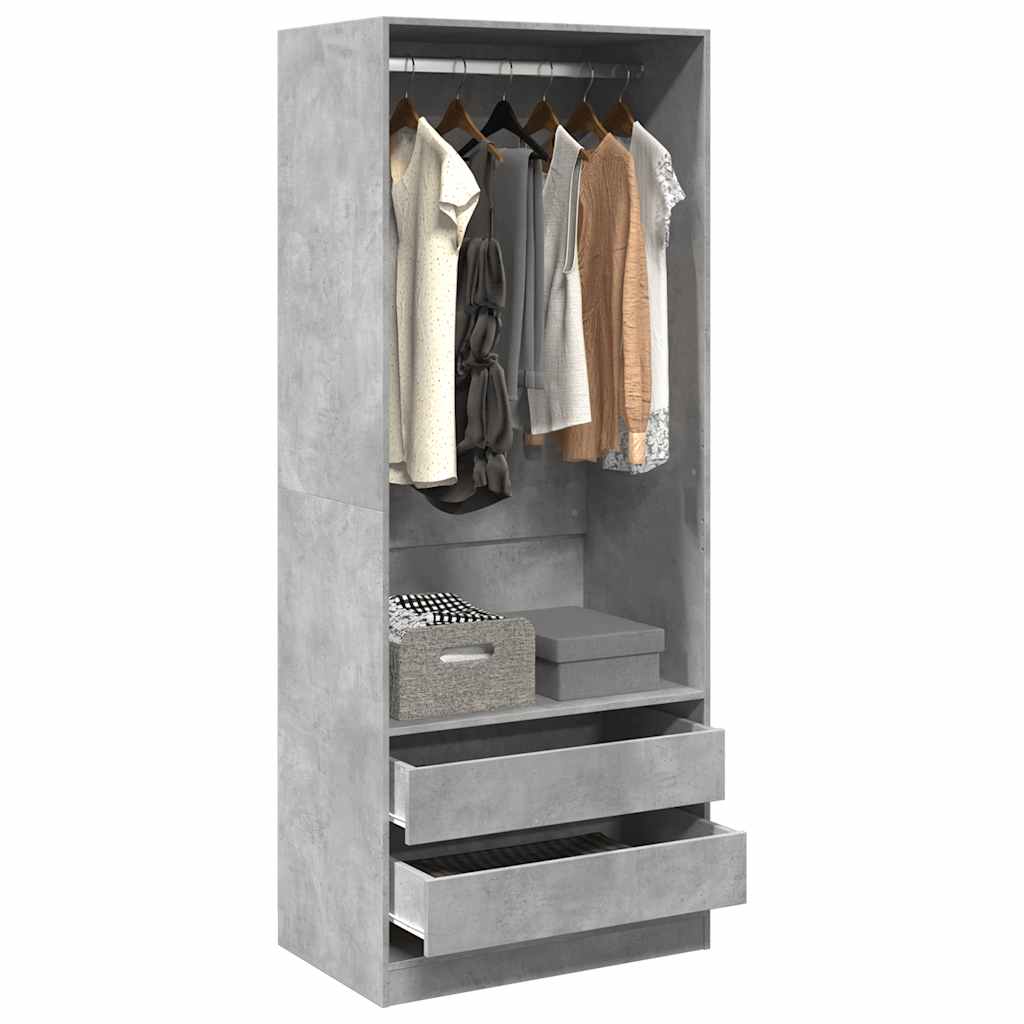 Wardrobe Concrete Grey 80 X 50 X 200 Cm Engineered Wood