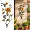 Bee And Flower Decoration Sunflower Wall Art Decor 2D Flat Floral Hanging Country Garden Weather Resistant Outdoor Sign Ornament for Fence