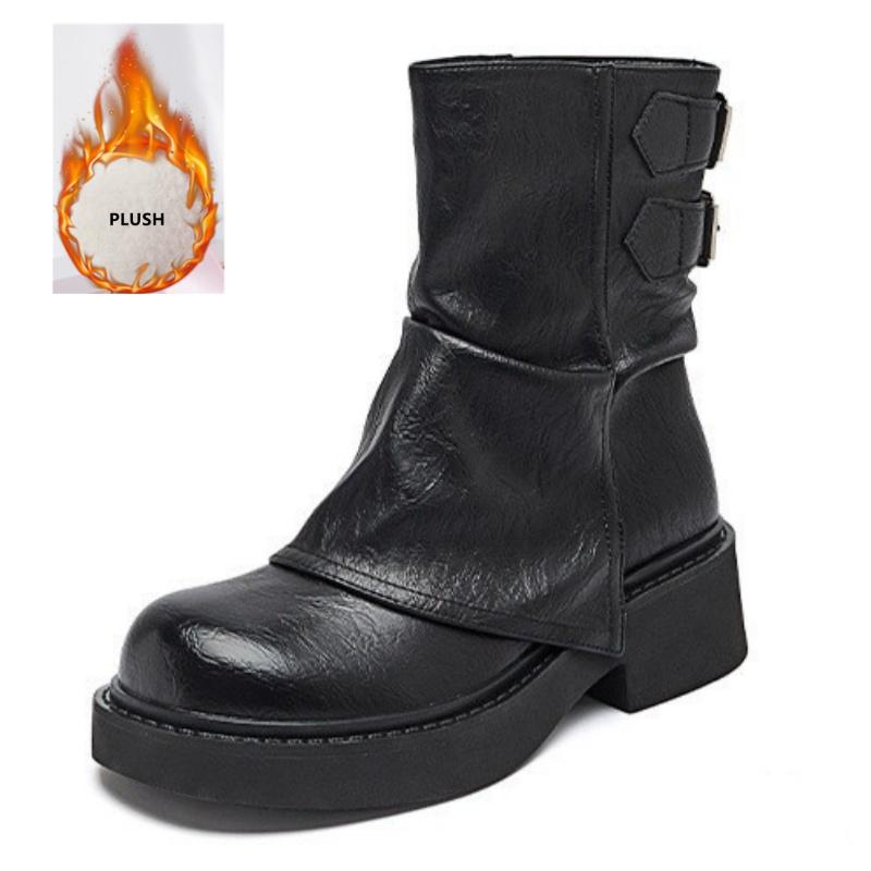 2025 Platform Women Mid Calf Boots Fashionable Versatile Anti Slip Short Shoes Autumn Winter Casual Comfortable Women Boots