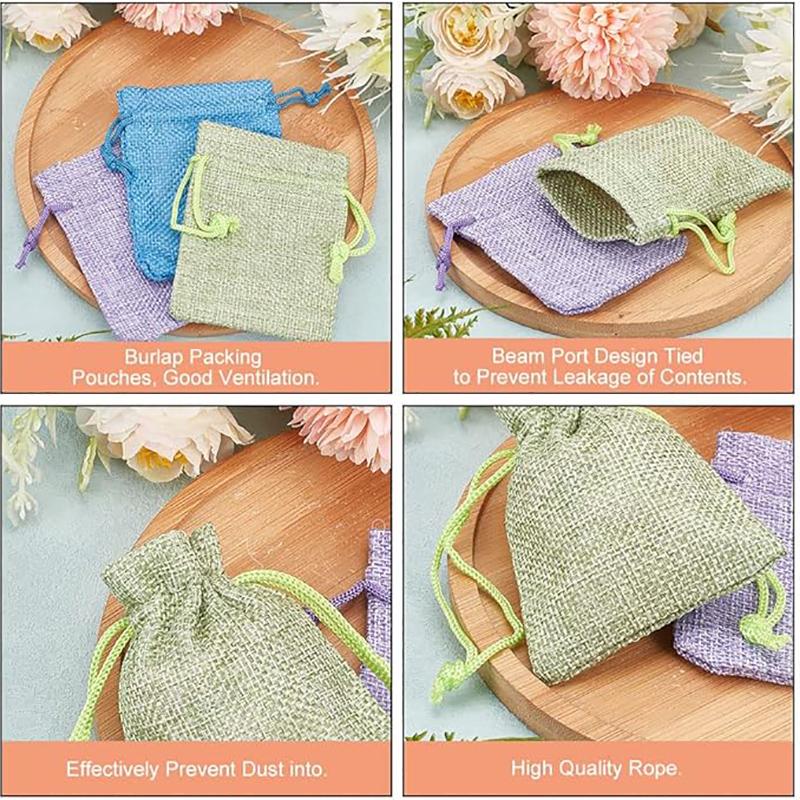 10/5Pcs Jute Drawstring Natural Burlap Bag Jute Gift Bags Multi Size Jewelry Packaging Wedding Diy Burlap Bags Customizable Logo