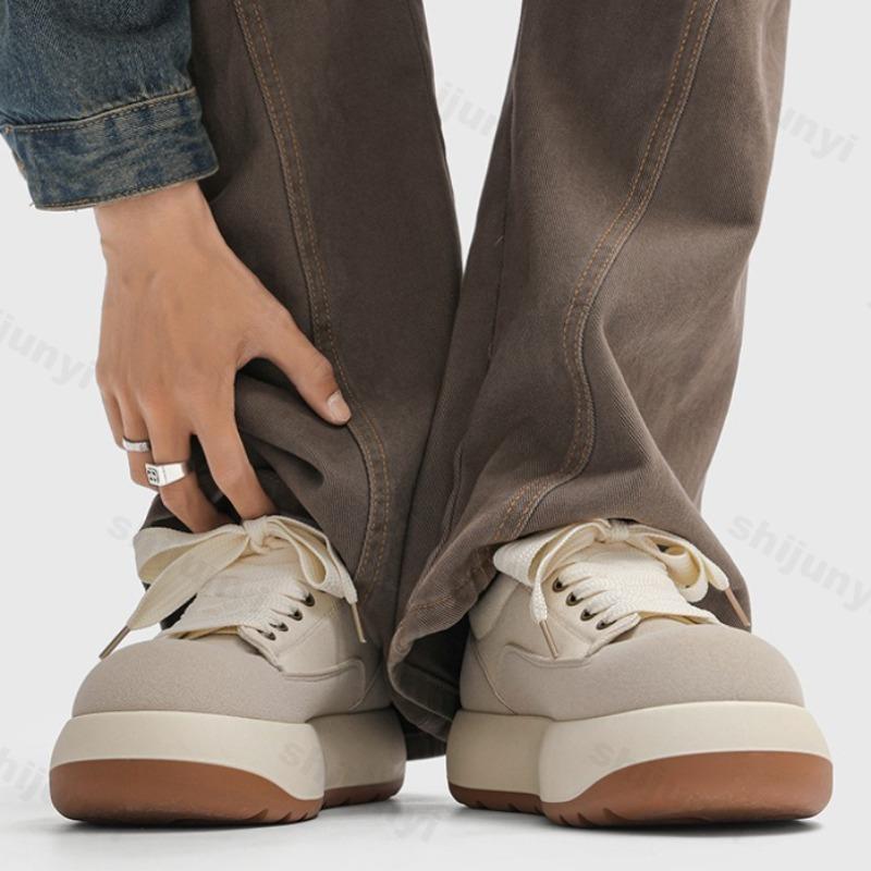 Fashion 2025 New Thick Soled High Head Comfortable Men's Shoes Fashion Trend Sports Canvas Casual Lace-up Non slip Flat Chunky sneakers
