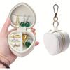 BOOVO 1pc Mini Jewelry Box, Heart-Shaped Jewelry Organizer with Keychain, Zipper Closure, Portable Jewelry Box, Jewelry Boxes