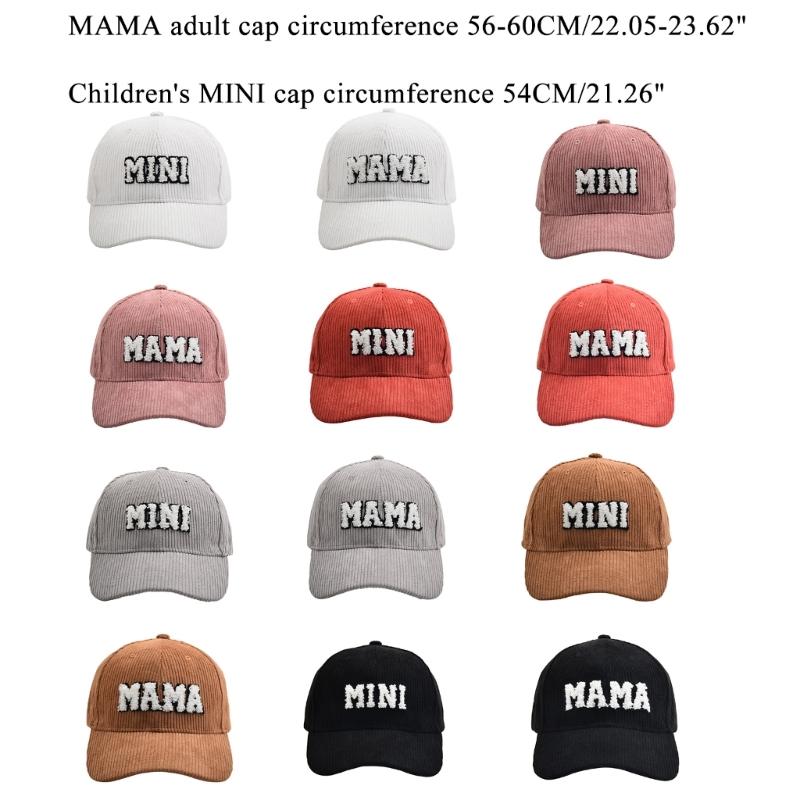 Baseball Hat MAMA Corduroy Baseball Hat Peaked Hat Baseball Sunhat HipHop Hat Parent-child Hat Curved Visor