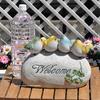 Welcome birds Cute little (set 4) welcoming decor. Ideal gardening as gifts. Width 27.5 cm. Suitable entrances garden ornamentation.