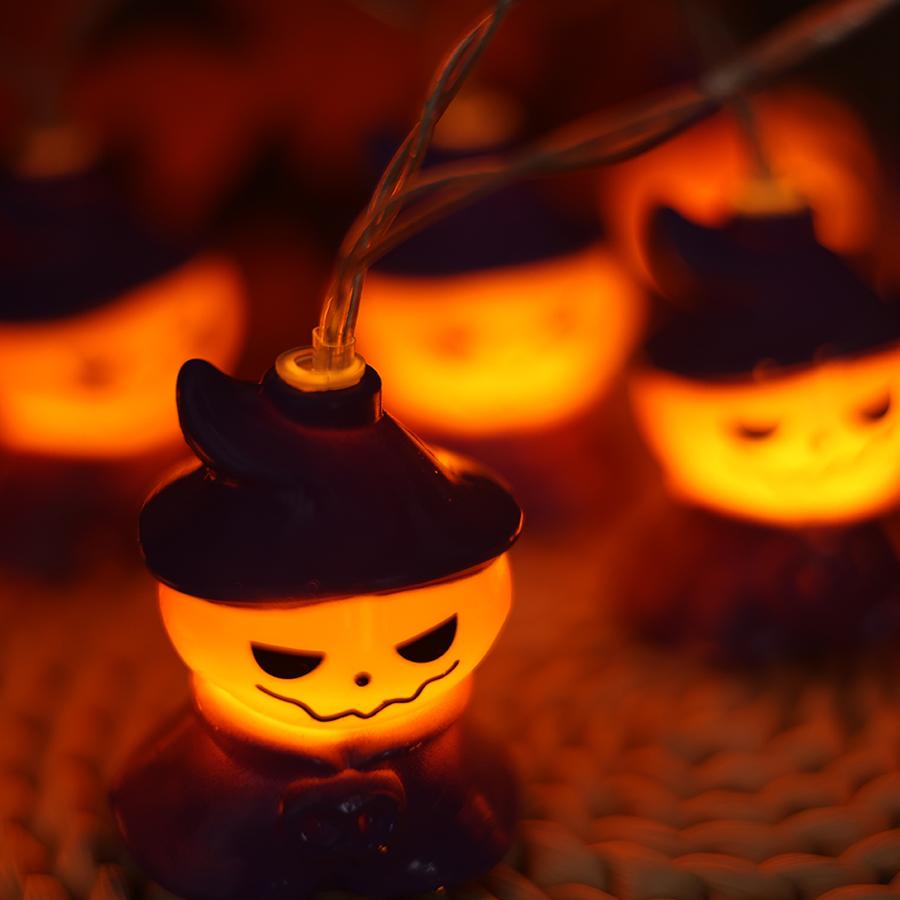 Halloween LED Pumpkin Ghost Wizard Lantern String Ghost Festival Shopping Mall Bar Decoration Atmosphere Lights