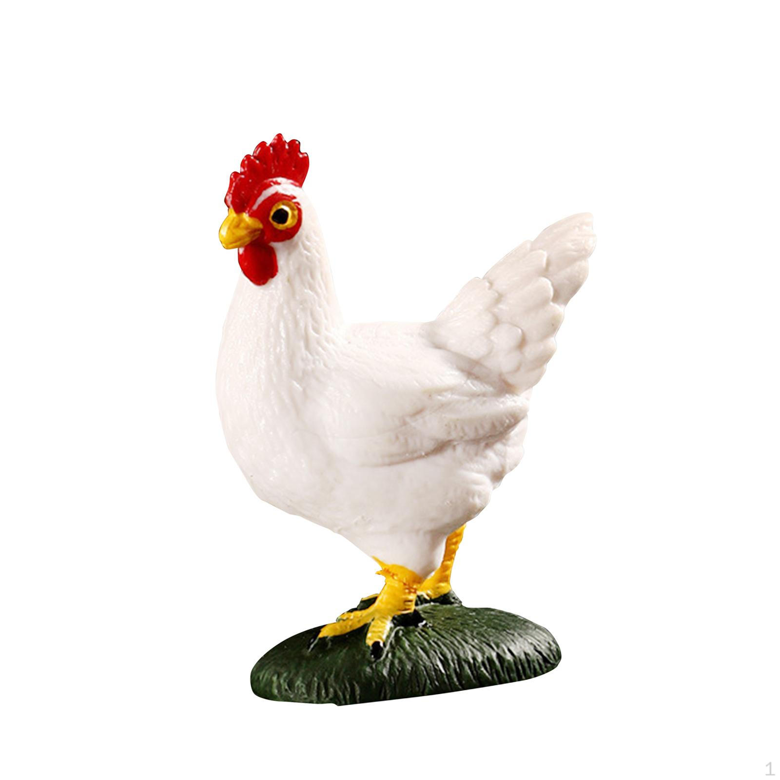 

Фигурка курицы, игрушка, фигурки сельскохозяйственных животных, когнитивный орнамент ручной работы, диорама, модель для офиса White rooster